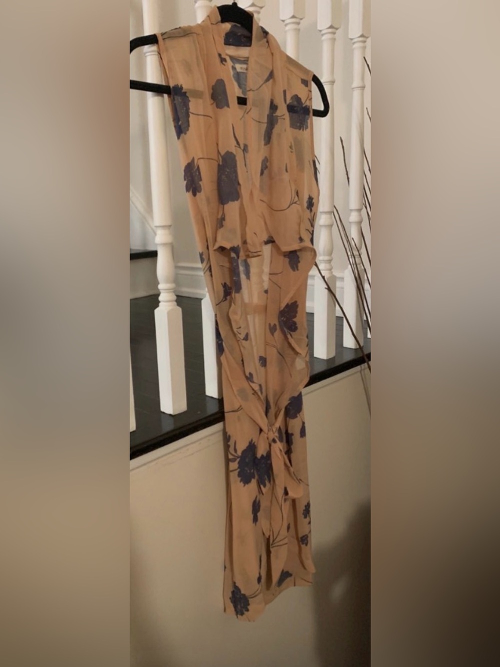 Women’s Dusty Pink Floral Long Vest Coverup